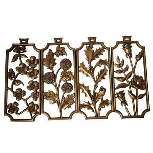 Sexton 4 Piece Metal Wall Decor Mid Century Modern Floral Art MCM Vintage USA